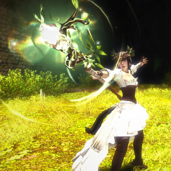 Blown out lighting, pose hides outfit details.